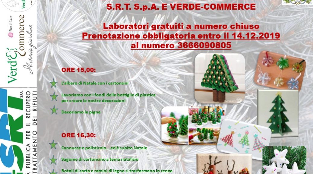 Albero Di Natale Con Fondi Bottiglie Di Plastica.Laboratori Natalizi Sala Polifunzionale 21 Dicembre Verde Commerce